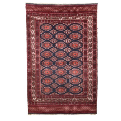 Tapis Ancien Bukhara Pakistan 195x125 cm Coton Laine Noued Fin