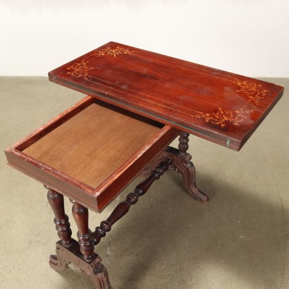 Game Table in Charles X Style Mahogany Italy XX Century