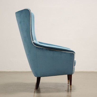 Armchair Design Italy 1950s Padded Seat Padding Velvet Wood