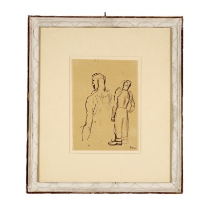 Disegno a inchiostro di Mario Sironi,Due figure,Mario Sironi,Mario Sironi,Mario Sironi,Mario Sironi,Mario Sironi