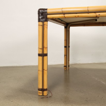 Tisch Design Farbrizio Smania 1980er Jahre Bambus Holz Stoff Messing