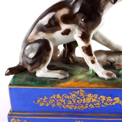 antiques, ceramics, ceramic antiques, ancient ceramics, ancient Italian ceramics, antique ceramics, neoclassical ceramics, 19th century ceramics, Porcelain paperweight with Dog from C