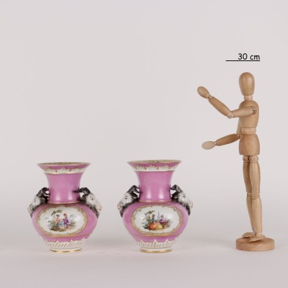 antiquariato, vaso, antiquariato vasi, vaso antico, vaso antico italiano, vaso di antiquariato, vaso neoclassico, vaso del 800,Coppia di Vasi in Porcellana di Berlin