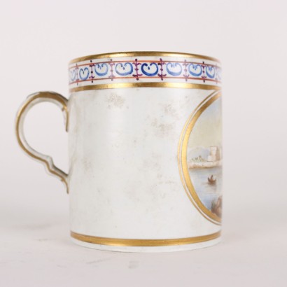 antiquariato, tazza, antiquariato tazza, tazza antica, tazza antica italiana, tazza di antiquariato, tazza neoclassico, tazza del 800,Tazza con Piattino Ferdinando IV Napoli,Tazza con Piattino in Porcellana di Me