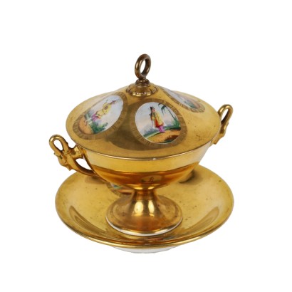 Sucrier Ancien Porcelaine Raffaele Giovine Europe \'800 Céramique