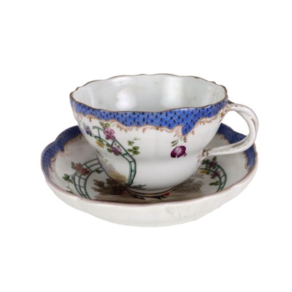 antiquariato, tazza, antiquariato tazza, tazza antica, tazza antica italiana, tazza di antiquariato, tazza neoclassico, tazza del 800,Tazza con Piattino Meissen