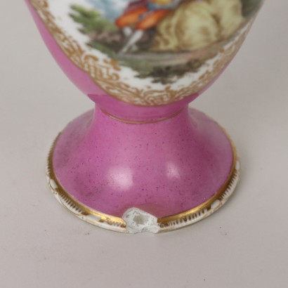 Vases Anciens Porcelaine KPM Allemagne \'800 Rose Décorations Or