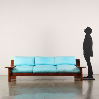 Sofa Plinio Design 3 Sitze Italien 1980er Jahre Eiche Polsterung