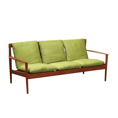 Grete Jalk Sofa Paul Jeppesen Fabric and Teak Denmark 1960s