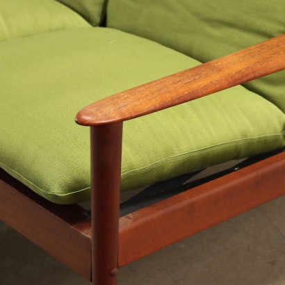 Grete Jalk Sofa Paul Jeppesen Fabric and Teak Denmark 1960s