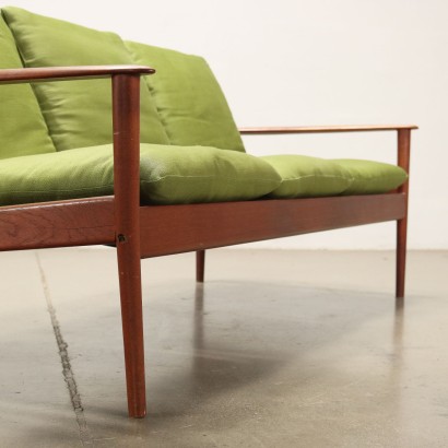 Grete Jalk Sofa Paul Jeppesen Fabric and Teak Denmark 1960s