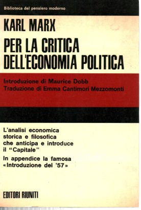 Per la critica dell'economia politica