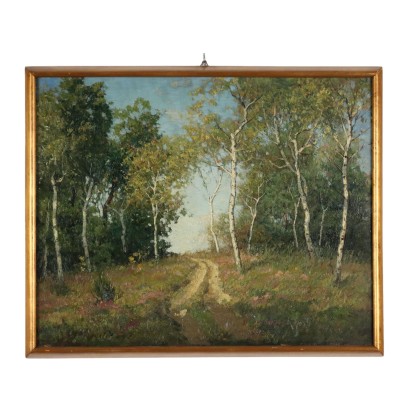 art, art italien, peinture italienne du XXe siècle, peinture avec paysage de campagne