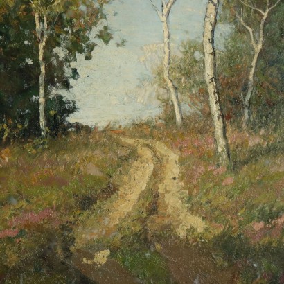 art, art italien, peinture italienne du XXe siècle, peinture avec paysage de campagne