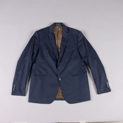 Veste Bleu Etro Taille 52 Coton Soie Boutons Second Hand