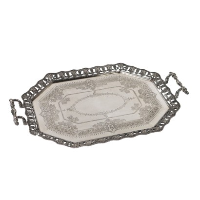 Plateau Ancien Argent Gravé Sheffield West & Son Angleterre '800