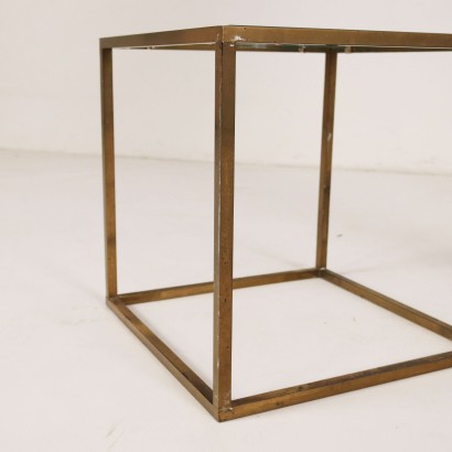 Vintage Coffee Table Italy 70s-80s Brass Glass Top Square Table