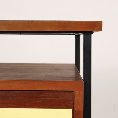 Vintage Desk Italy 1960s Veneered Wood Enameled Metal