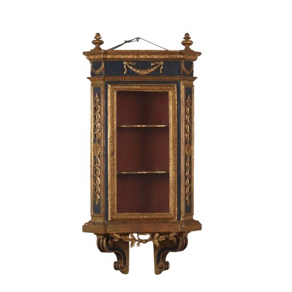 Antike Neoklassische Vitrine Bemaltes Holz Italien '800