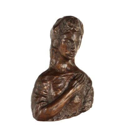 Sculpture Demi-Buste Ancien Domenico Purificato Italie '900 Bronze