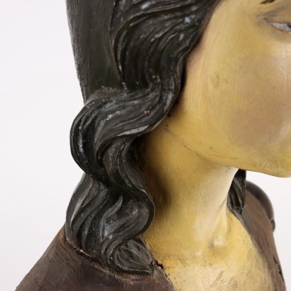 Buste Ancien Féminin Mannequin Italie \'800 Sculpture Bois Laqué