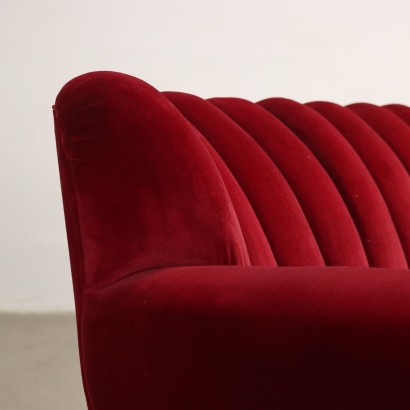 Vintage 3 Sitzer Sofa Italien 1950er Jahre Gepolsterte Sitze Feder