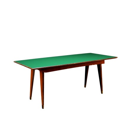 Vintage Italian Table from the 1950s-60s Exotic Wood Veneered Glass