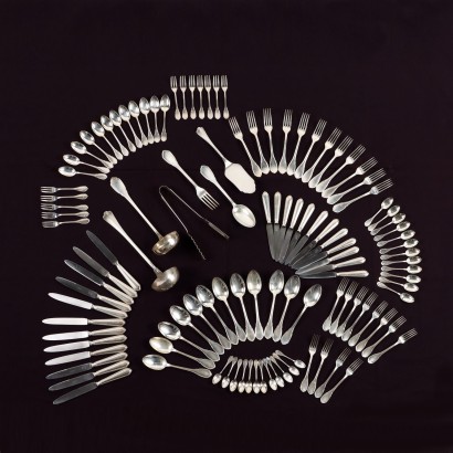 Ancient Silver Cutlery Set R. Greggio Padua \'900 12 Cutleries