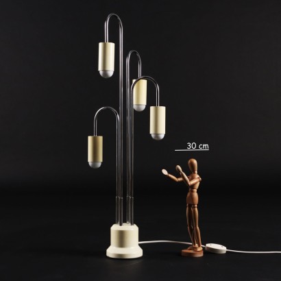Lampe Vintage de Table Italie Années 60-70 Aluminium Chromé Métal