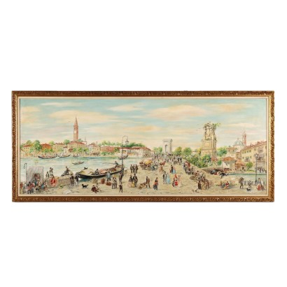 Tableau Contemporain Vue Pierangelo Basorini Huile sur Table