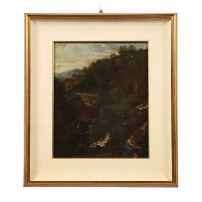Dipinto con Maddalena Penitente in Paesaggio