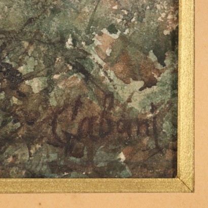 Tableau Ancien Paysage Giuseppe Gabani Aquarelle sur Papier \'800