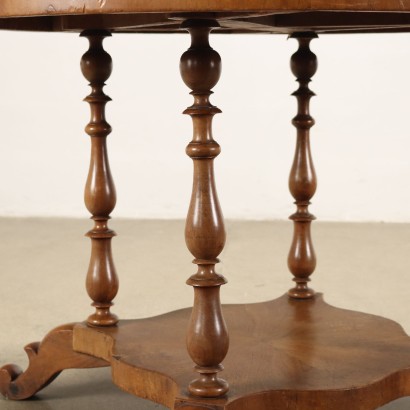 Table Ronde Ancienne Louis Philippe Noyer Italie \'800 Pieds en Bruyère