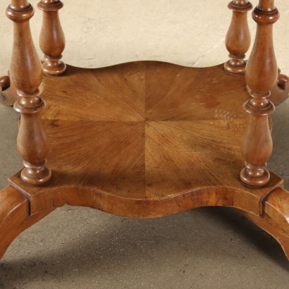 Ancient Round Table Louis Philippe Walnut Italy \'800 Burl Feet