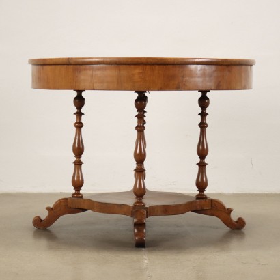 Table Ronde Ancienne Louis Philippe Noyer Italie \'800 Pieds en Bruyère