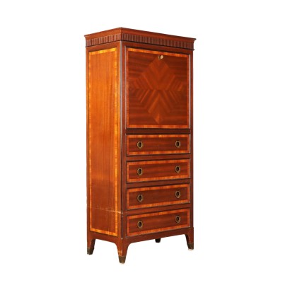 Ancient Secrétaire Louis XVI Italy \'900 Flap Mahogany Veneered