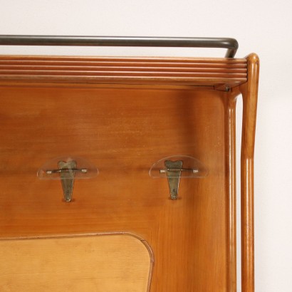 Vintage Coat Rack Italy 1950s Beech Wood Ash Glass