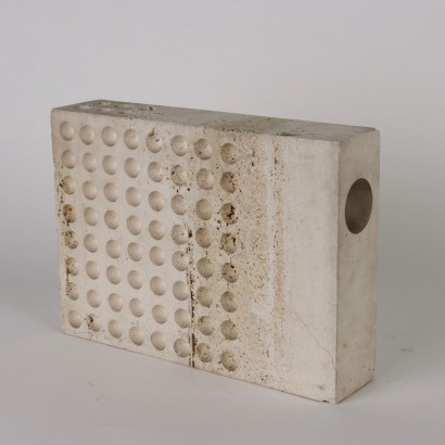 Vintage Rectangular Travertine Marble Vase Italy Furnishing 1960s-70s