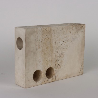 Vintage Rectangular Travertine Marble Vase Italy Furnishing 1960s-70s