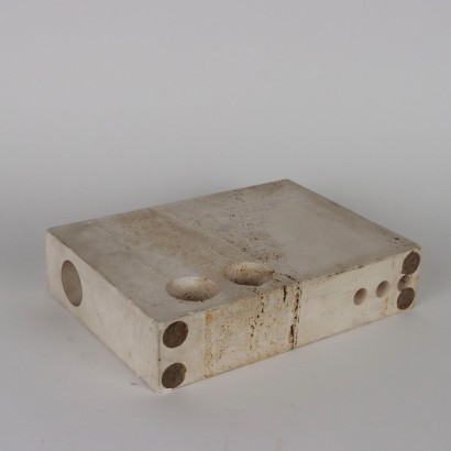 Vintage Rectangular Travertine Marble Vase Italy Furnishing 1960s-70s