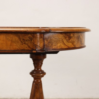 Ancient Table Umbertino Walnut Italy \'800 Veneered Burl Top