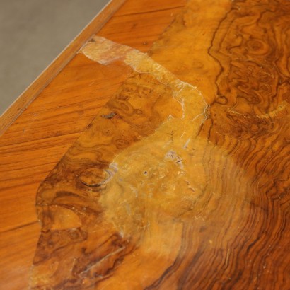 Table Ancienne Umbertino Noyer Italie \'800 Plaqué Plateau en Bruyère