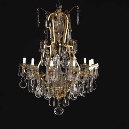 Lampadario in Cristallo e Ottone