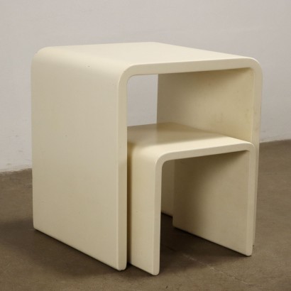 Bureau Vintage avec Tabouret Italie Années 60-70 Bois Laqué et Courbé