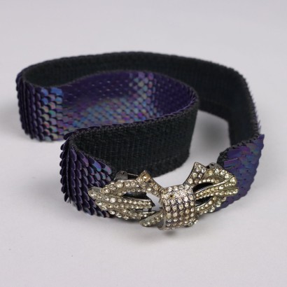 Ceinture Vintage Violet avec Strass Années 70-80 Boucle en Métal