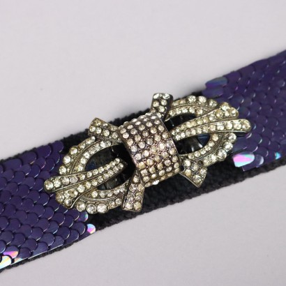 Ceinture Vintage Violet avec Strass Années 70-80 Boucle en Métal