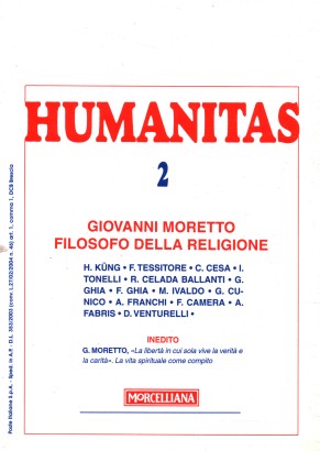 Humanitas (anno LXIII-n.2) Giovanni Moretto filosofo della relgione