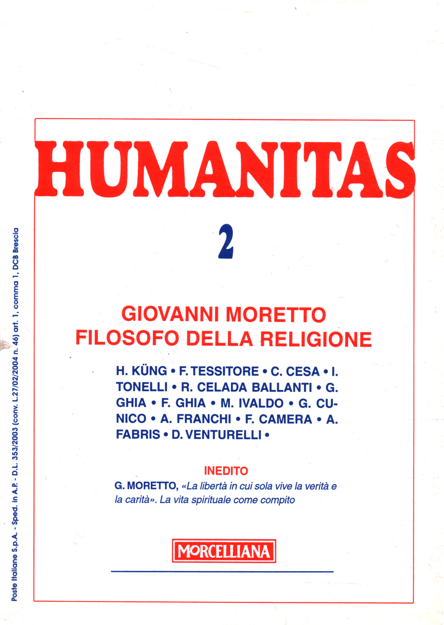 Humanitas (anno LXIII-n.2) Giovanni Morett