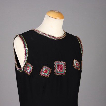 Vintage Dress with Beads Size 16/18 Cloth 1960s Embroideries