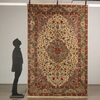 Vintage Tabriz Carpet India 113x75 In Cotton Wool Big Knot